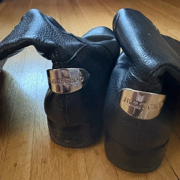 Jimmy Choo Black Over the Knee Boots with Silver Accents - Picture 4 of 8